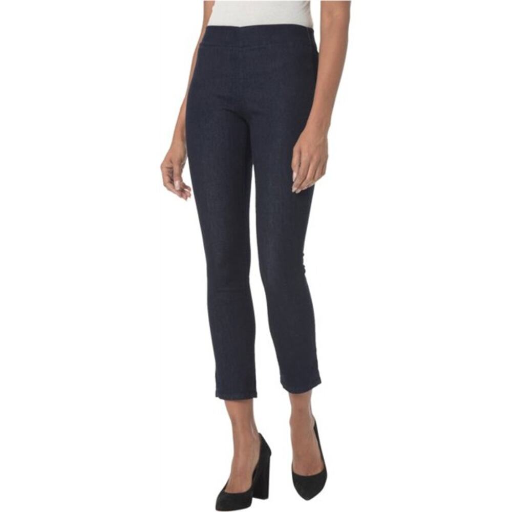 NYDJ Alina Skinny Dark Blue Pull On Ankle Cropped Slit Jeggings Size 14